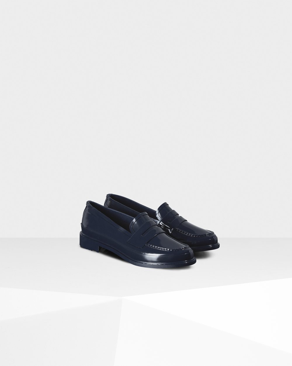 Womens Loafers - Hunter Original Gloss Penny (93AXIOWLB) - Navy